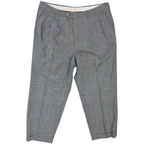 Italian 100% Wool Mondo Di Marco Print Pleated Cuffed Dress Trousers Pants 38x29